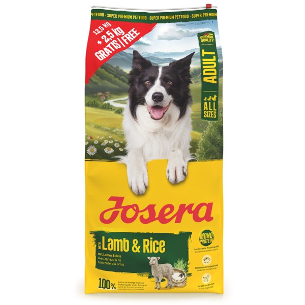 Josera A/S Adult Lamb & Rice 12,5 kg + 2,5 kg gratis