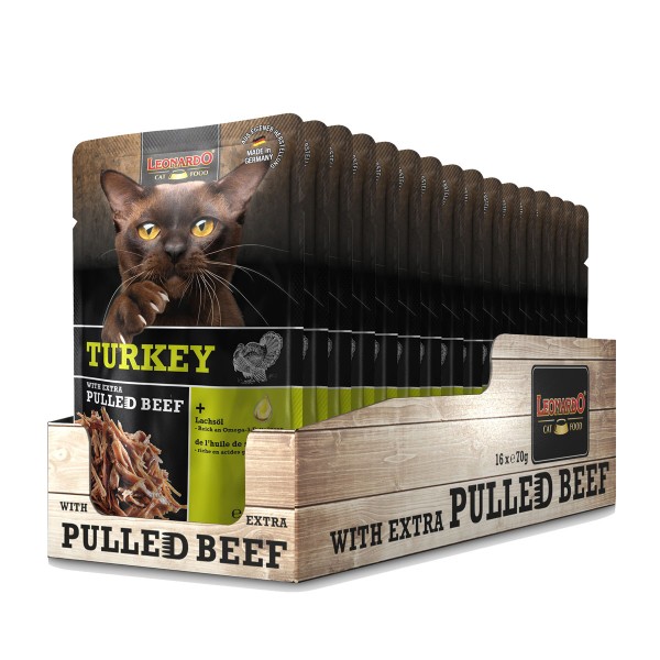 Leonardo Turkey + extra pulled Beef 16 x 70 g