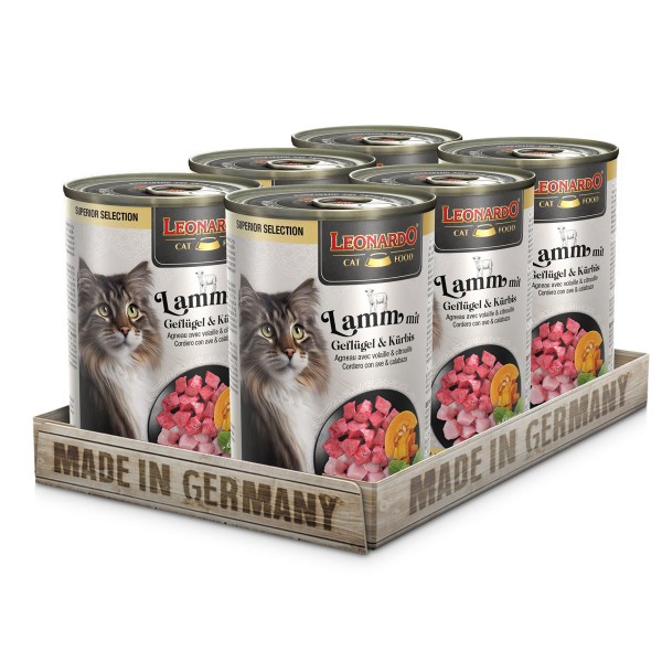 6 x 400 g Leonardo SUPERIOR Lamm mit Geflügel & Kürbis