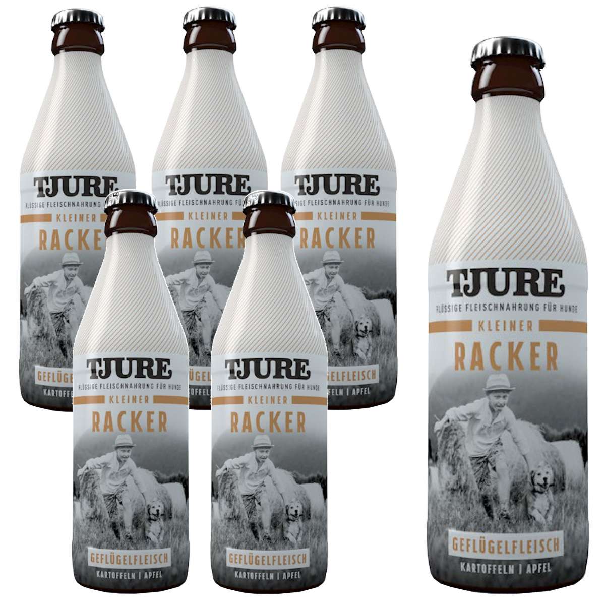 6 x 320 ml TJURE Flüssigfleischnahrung "Kleiner Racker" mit