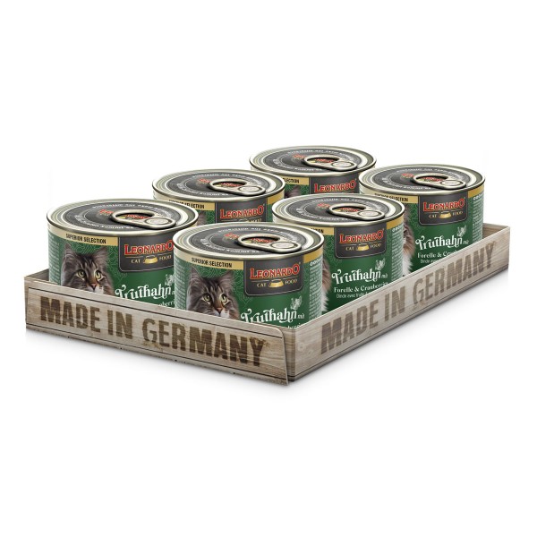 6 x 200 g Leonardo SUPERIOR Truthahn mit Forelle & Cranberries